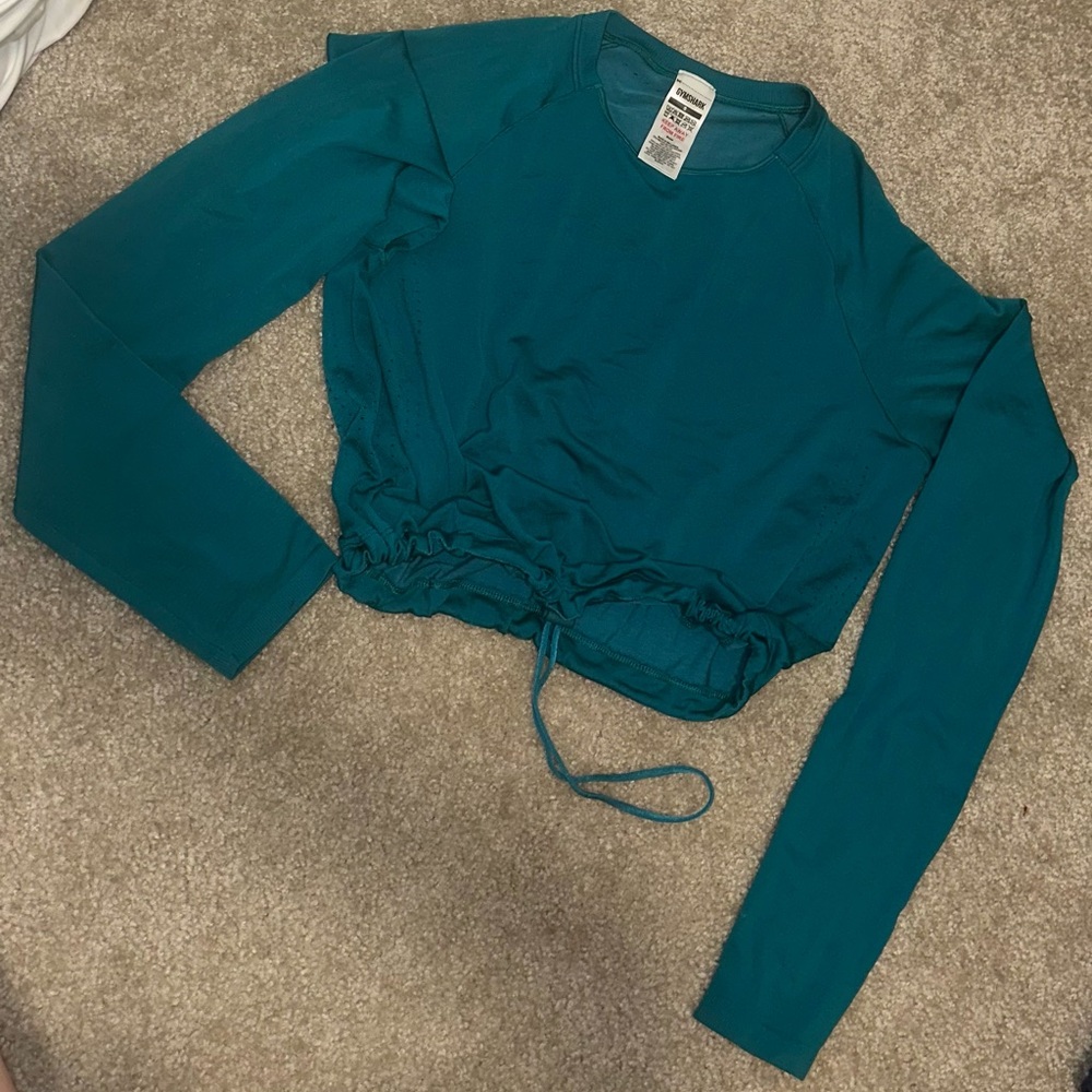 Gymshark Teal Long Sleeve Top with Drawstring
